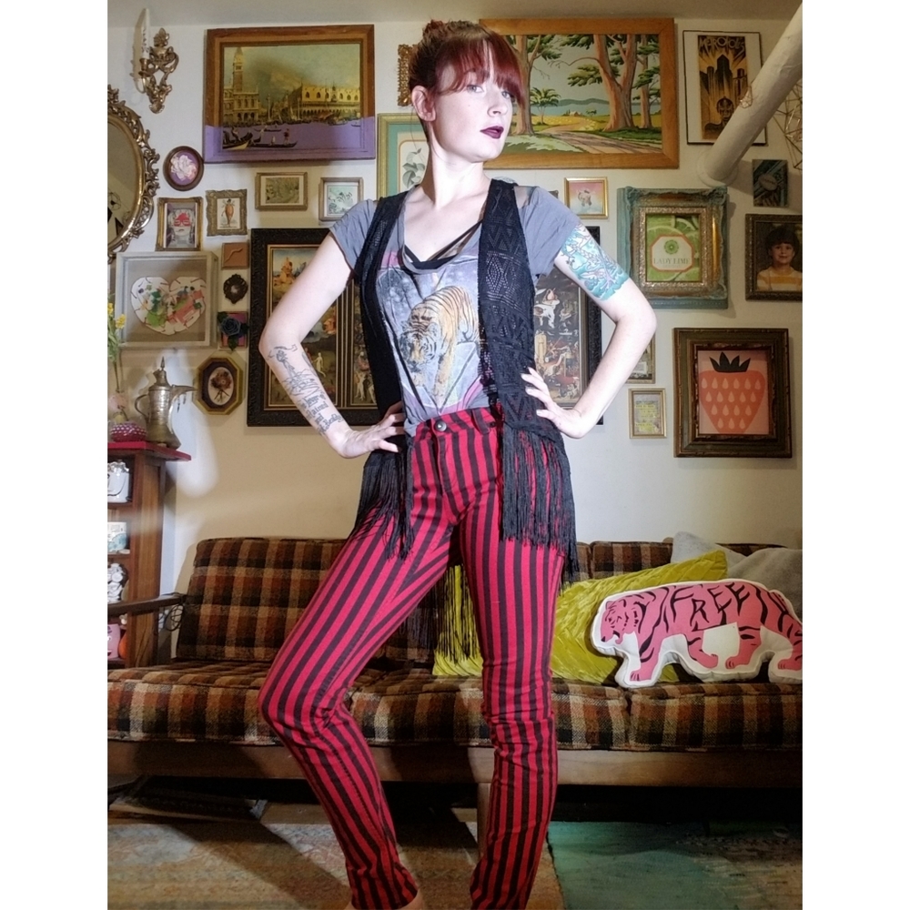 Black and Red Rocker Pants